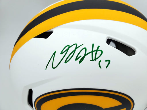 Davante Adams Autographed Green Bay Packers Lunar Eclipse White Full Size Authentic Speed Helmet Beckett BAS QR Stock #193771 - RSA