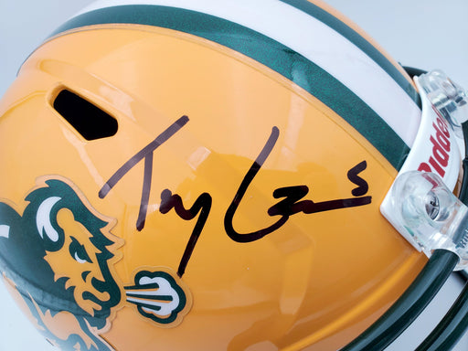 Trey Lance Autographed North Dakota State Bison Yellow Full Size Replica Speed Helmet Beckett BAS Stock #191978 - RSA
