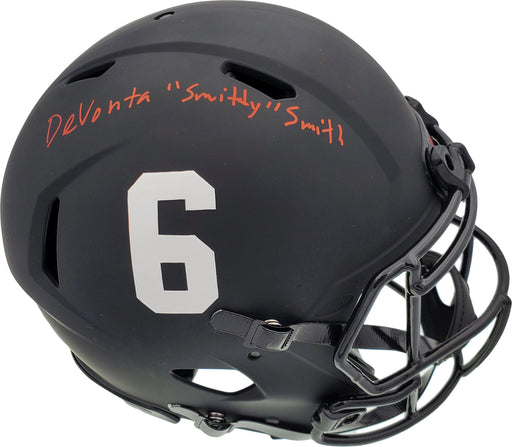 Devonta Smith Autographed Alabama Crimson Tide Eclipse Black Full Size Authentic Speed Helmet "Smitty" Beckett BAS Stock #191977 - RSA