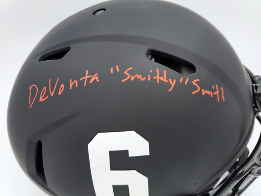 Devonta Smith Autographed Alabama Crimson Tide Eclipse Black Full Size Authentic Speed Helmet "Smitty" Beckett BAS Stock #191977 - RSA
