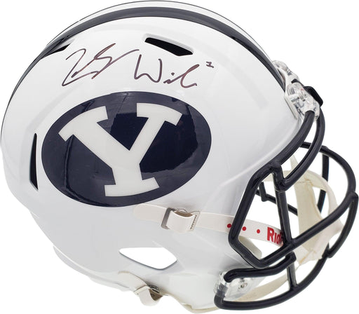 Zach Wilson Autographed BYU Cougars White Full Size Replica Speed Helmet Beckett BAS Stock #191105 - RSA