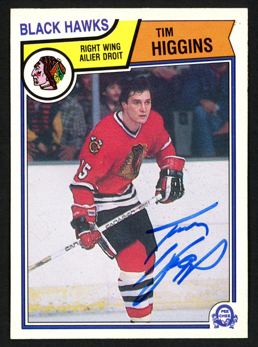Tim Higgins Autographed 1983-84 O-Pee-Chee Card #104 Chicago Blackhawks SKU #150217 - RSA