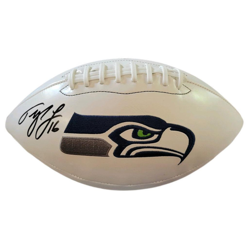 Tyler Lockett Signed Seattle Seahawks Official NFL Team Logo Football (JSA)