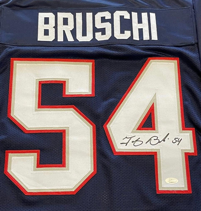 Tedy Bruschi Signed New England Blue Football Jersey (JSA) — RSA