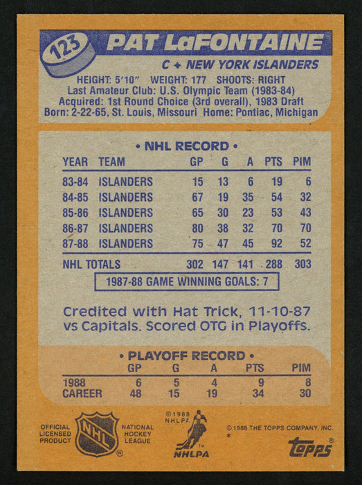 Pat LaFontaine autographed Hockey Card (New York Islanders