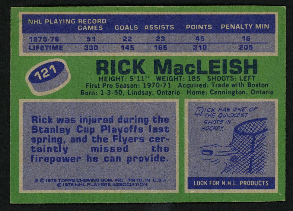 Rick MacLeish Autographed 1976-77 Topps Card #121 Philadelphia Flyers SKU #150184 - RSA
