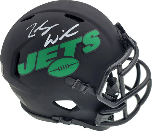 Zach Wilson Autographed New York Jets Eclipse Black Speed Mini Helmet Beckett BAS QR Stock #194723 - RSA