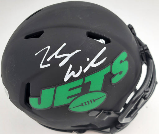 Zach Wilson Autographed New York Jets Eclipse Black Speed Mini Helmet Beckett BAS QR Stock #194723 - RSA