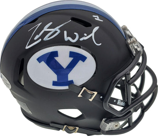 Zach Wilson Autographed BYU Cougars Matte Black Speed Mini Helmet Beckett BAS Stock #191116 - RSA