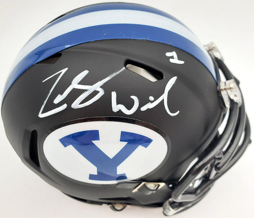Zach Wilson Autographed BYU Cougars Matte Black Speed Mini Helmet Beckett BAS Stock #191116 - RSA