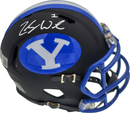 Zach Wilson Autographed BYU Cougars Black Speed Mini Helmet Beckett BAS Stock #191115 - RSA