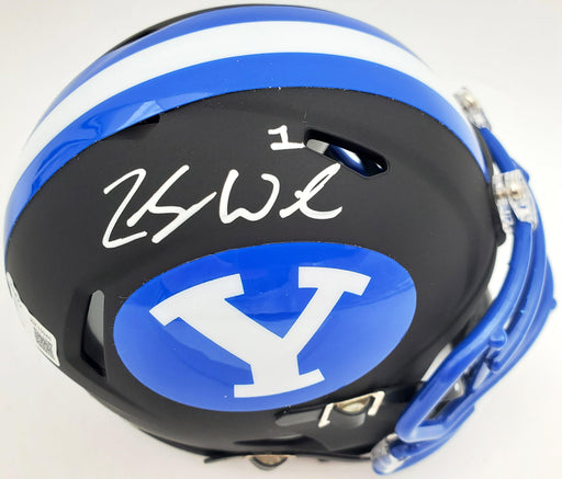 Zach Wilson Autographed BYU Cougars Black Speed Mini Helmet Beckett BAS Stock #191115 - RSA