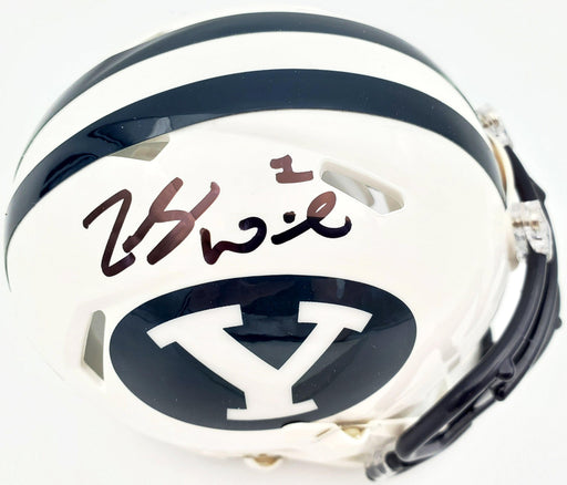 Zach Wilson Autographed BYU Cougars White Speed Mini Helmet Beckett BAS Stock #191114 - RSA