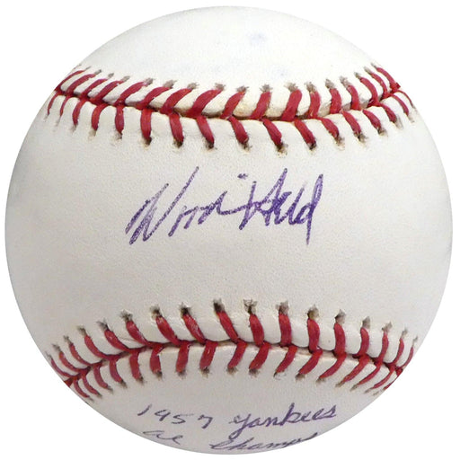 Woodie Held Autographed Official MLB Baseball New York Yankees "1957 AL Champs" Beckett BAS #S75336 - RSA