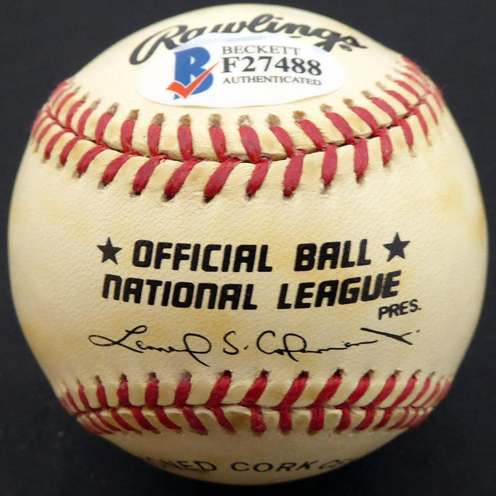 Roy Smalley Sr. Autographed Official NL Baseball Milwaukee Braves, Chicago Cubs Beckett BAS #F27488 - RSA