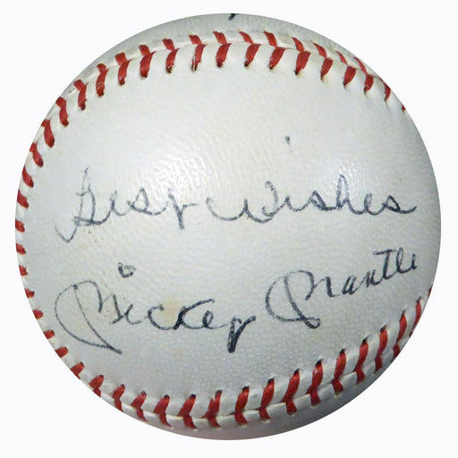 Mickey Mantle Autographed Official Babe Ruth League Baseball New York  Yankees Best Wishes PSA/DNA #I88287