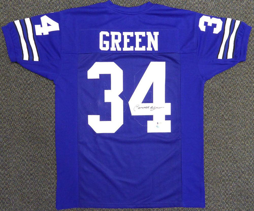 Mil Dallas Cowboys Cornell Green Autographed Blue Jersey Beckett BAS Stock #119723