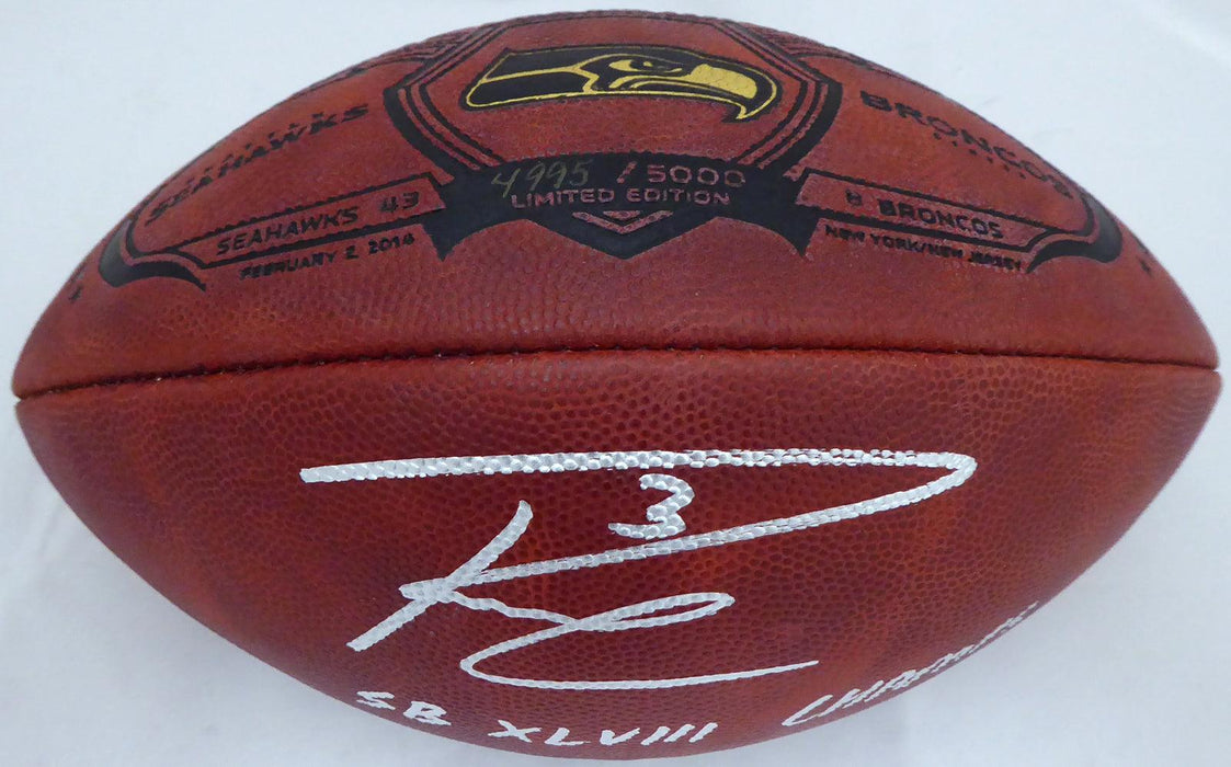 Russell Wilson & Marshawn Lynch Autographed NFL Leather Football Seattle  Seahawks RW & ML Holo #45022 - Mill Creek Sports