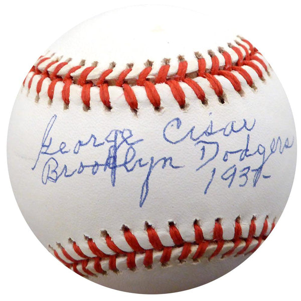 George Cisar Autographed Official NL Baseball Brooklyn Dodgers Brookl — RSA