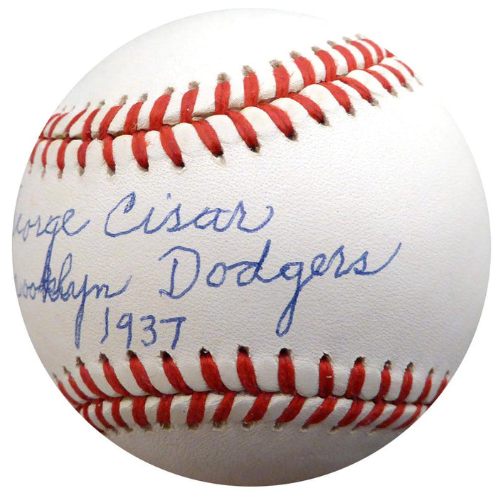 George Cisar Autographed Official NL Baseball Brooklyn Dodgers Brookl — RSA