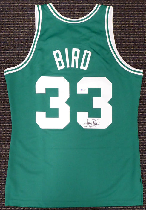 Boston Celtics Larry Bird Autographed Authentic Green Mitchell & Ness Jersey Size M Beckett BAS Stock #177712 - RSA
