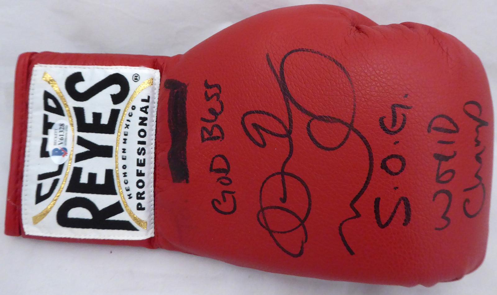 Andre Ward Autographed Red Reyes Boxing Glove "God Bless, S.O.G. & World Champ" Beckett BAS #V61328 - RSA