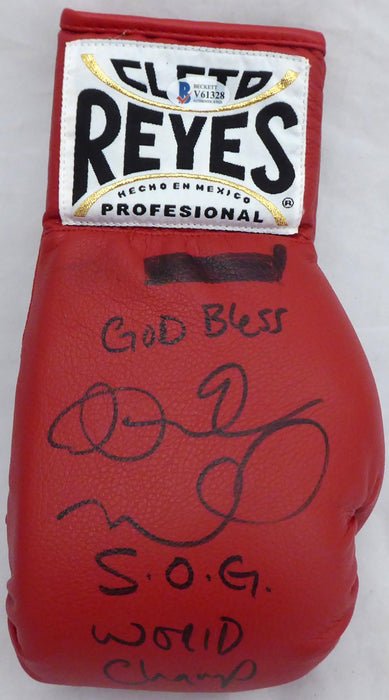 Andre Ward Autographed Red Reyes Boxing Glove "God Bless, S.O.G. & World Champ" Beckett BAS #V61328 - RSA