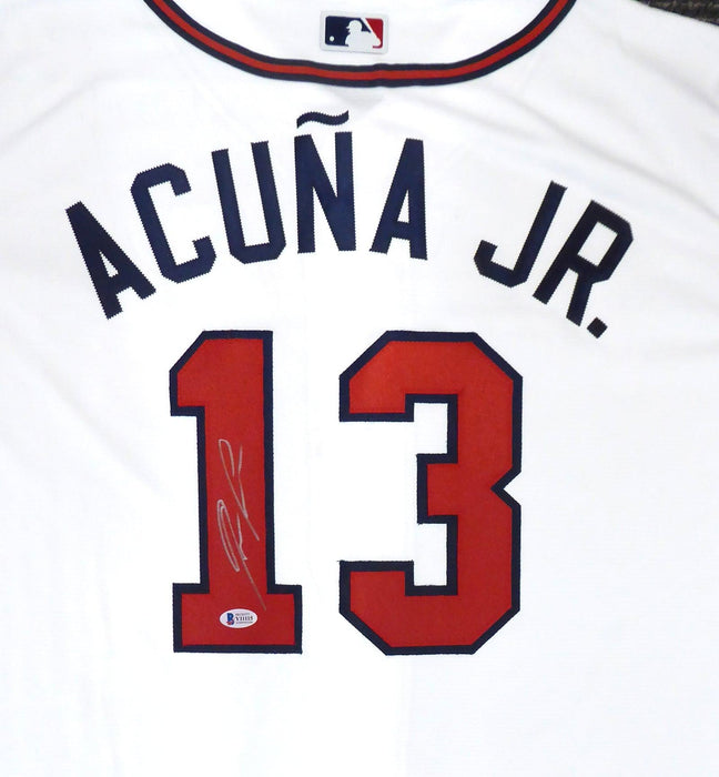 Autographed Ronald Acuna Jr. Jersey - Nike White Size XL Beckett BAS Stock  #181845