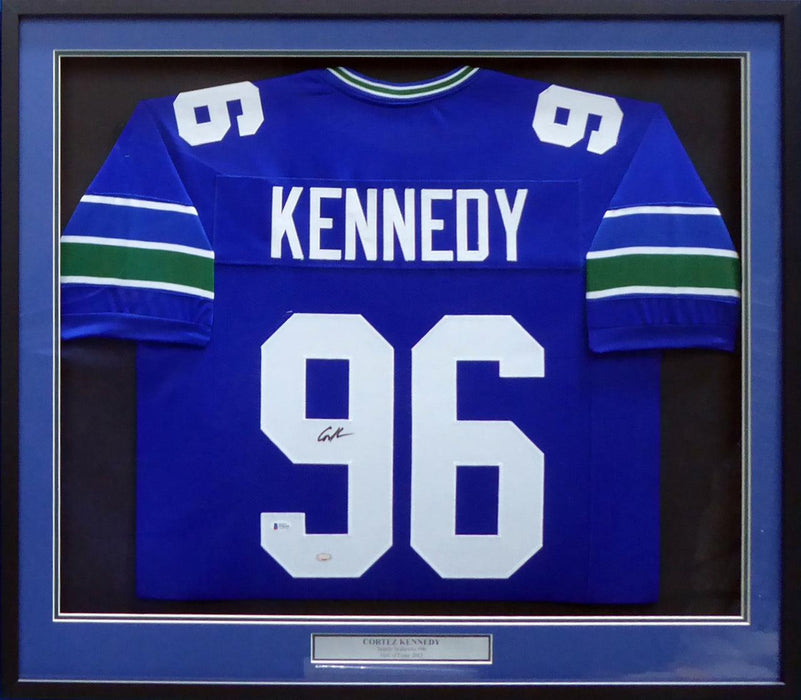 Seattle Seahawks Cortez Kennedy Autographed Framed Blue Jersey Beckett — RSA