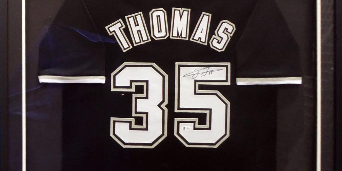 Chicago White Sox Frank Thomas Autographed Framed Black Jersey Beckett BAS