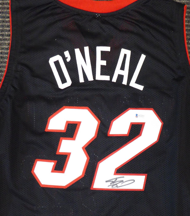 Miami Heat Shaquille O'Neal Autographed Black Jersey On 2 Beckett BAS Stock #191016 - RSA