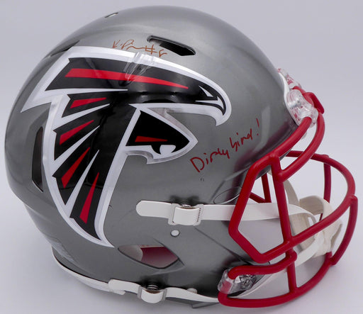 Kyle Pitts Autographed Atlanta Falcons Flash Silver Full Size Authentic Speed Helmet "Dirty Bird" (Decal Bubble) Beckett BAS QR #WL25813 - RSA