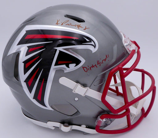 Kyle Pitts Autographed Atlanta Falcons Flash Silver Full Size Authentic Speed Helmet "Dirty Bird" (Smudge) Beckett BAS QR #WL25817 - RSA