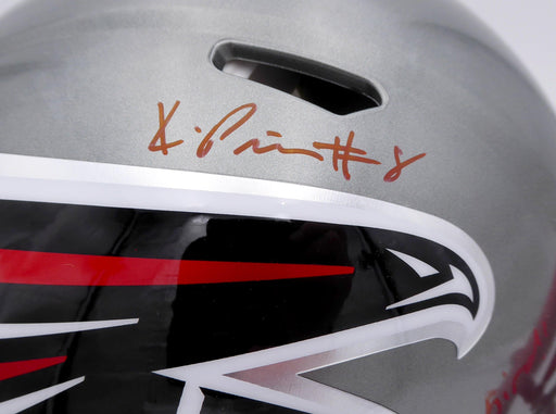 Kyle Pitts Autographed Atlanta Falcons Flash Silver Full Size Authentic Speed Helmet "Dirty Bird" (Smudge) Beckett BAS QR #WL25817 - RSA