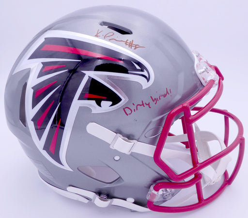 Kyle Pitts Autographed Atlanta Falcons Flash Silver Full Size Authentic Speed Helmet "Dirty Bird" (Smudge) Beckett BAS QR #WL25812 - RSA