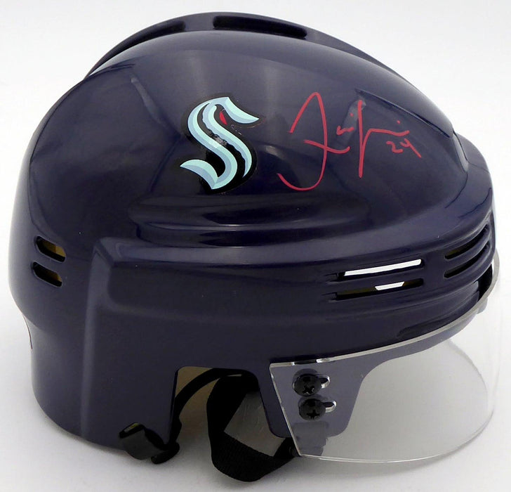 Jamie Oleksiak Autographed Seattle Kraken Blue Mini Helmet (Smudge) Fanatics Holo #B333699 - RSA