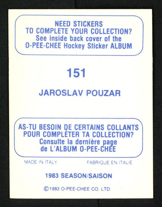 Jaroslav Pouzar Autographed 1983-84 O-Pee-Chee Sticker Card #151 Edmonton Oilers SKU #153618 - RSA