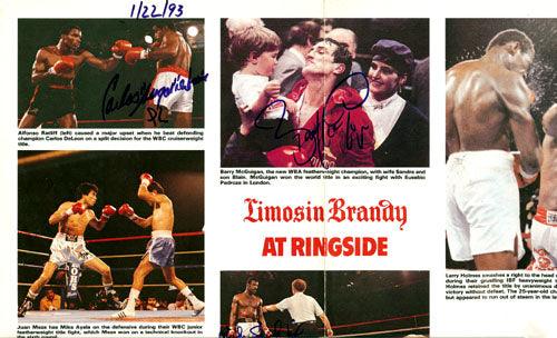 Michael Spinks, Carlos DeLeon & Barry McGuigan Autographed Magazine Page Photo PSA/DNA #S48564 - RSA