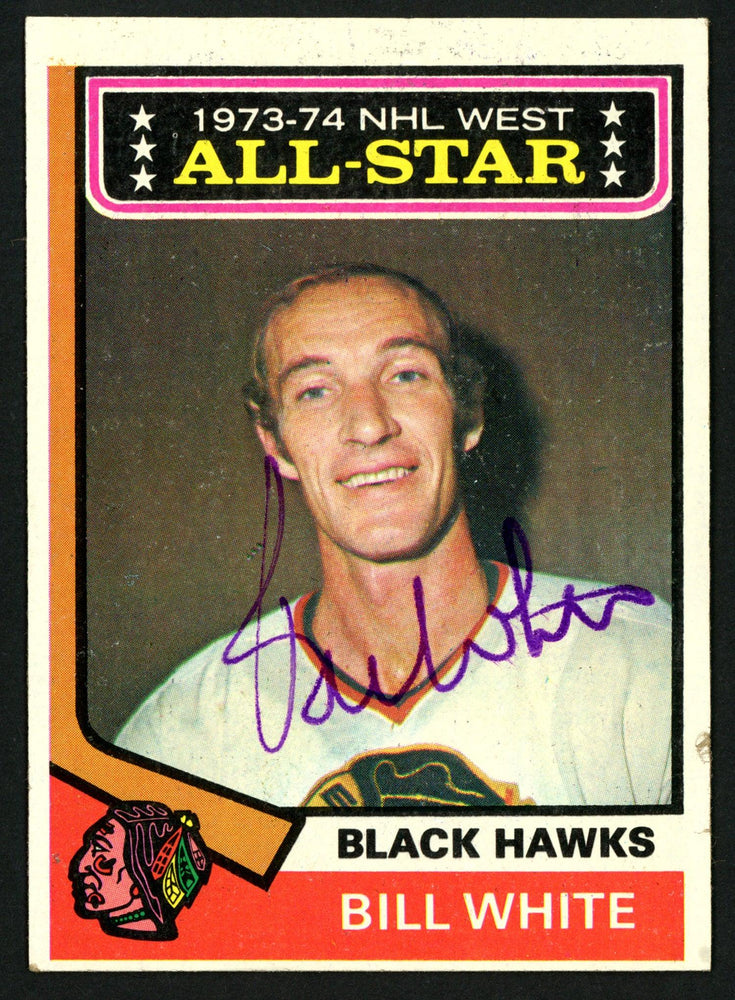 Bill White Autographed 1974-75 Topps Card #136 Chicago Blackhawks SKU #150090 - RSA