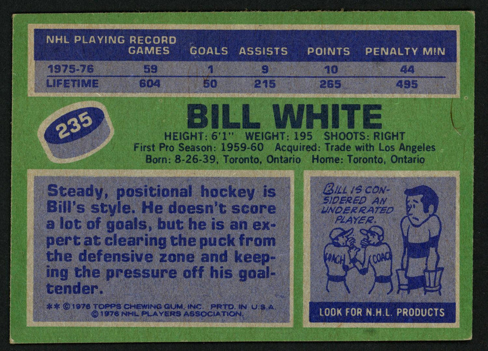 Bill White Autographed 1976-77 Topps Card #235 Chicago Blackhawks SKU #150198 - RSA