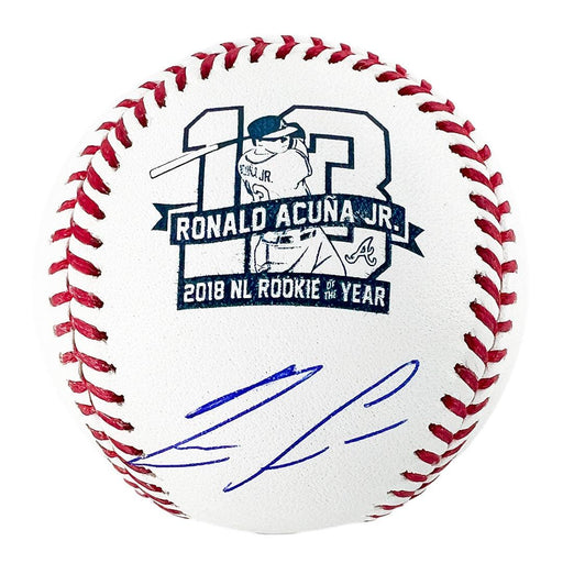 Ronald Acuna Jr 2018 NL ROY Autographed Atlanta Braves Nike Baseball Jersey  JSA