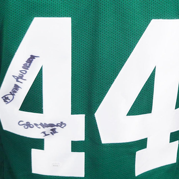 RSA Donny Anderson Signed SB Champs I, II Inscription Green Bay Green Football Jersey (JSA)