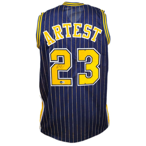 Ron Artest Signed Indiana Pinstripe Blue Basketball Jersey (Beckett) - RSA