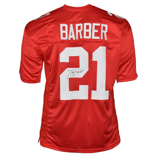 Tiki Barber Signed New York Pro Pink Football Jersey (JSA) — RSA