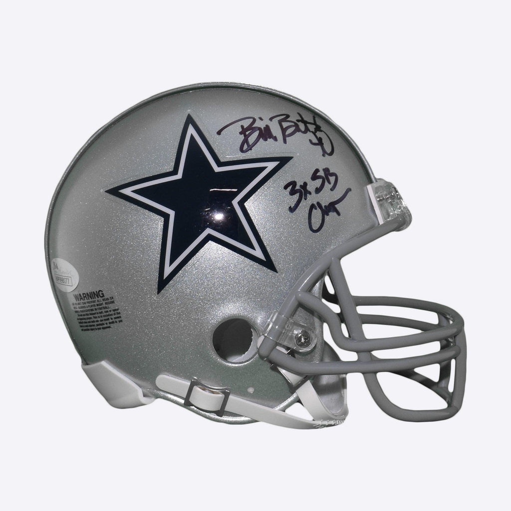 Dallas Cowboys Bill Bates Autgraphed NFL Shield Mini Helmet