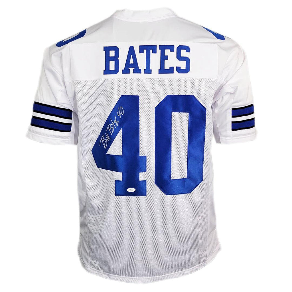 Bill Bates Signed Custom White Football Jersey — TSE Dallas