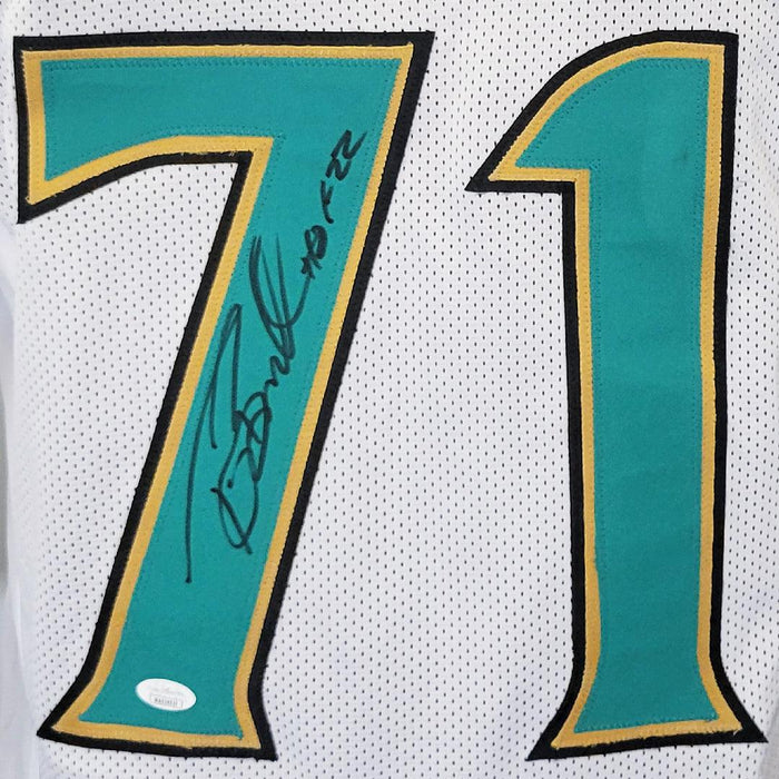 RSA Tony Boselli Signed HOF 22 Inscription Jacksonville White Football Jersey (JSA)