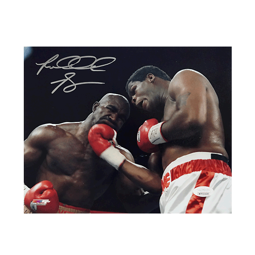 Riddick Bowe Signed Holyfield Uppercut 8x10 Photo (JSA) - RSA