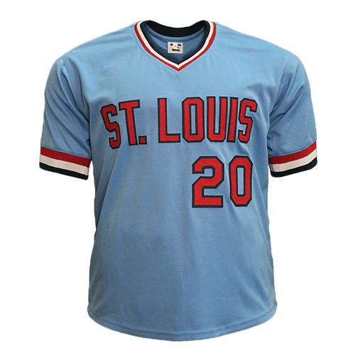 Lou Brock Autographed Pro Style Baseball Jersey Blue (JSA)