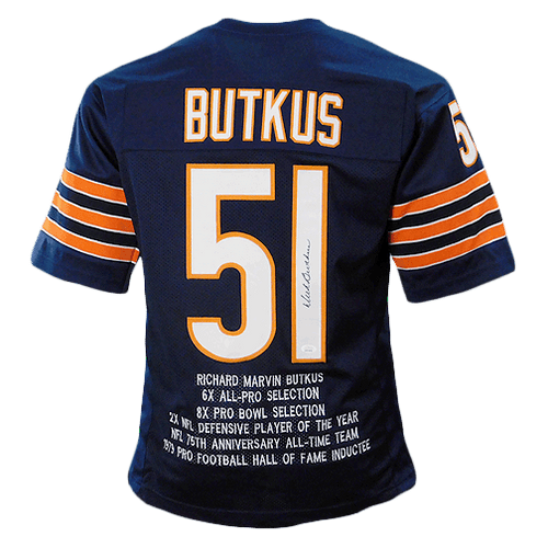 Dick Butkus Signed Custom White Pro Style Football Jersey JSA Itp